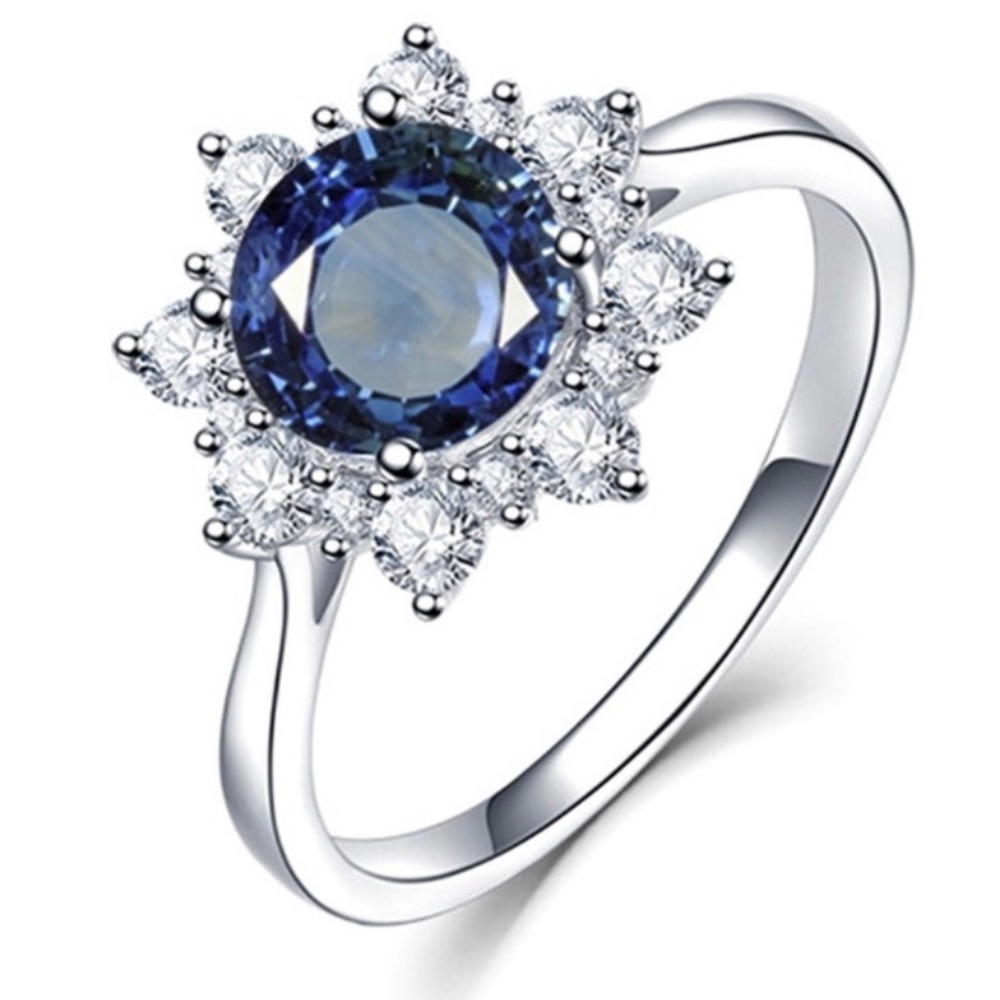 Silver Blue Snowflake Ring